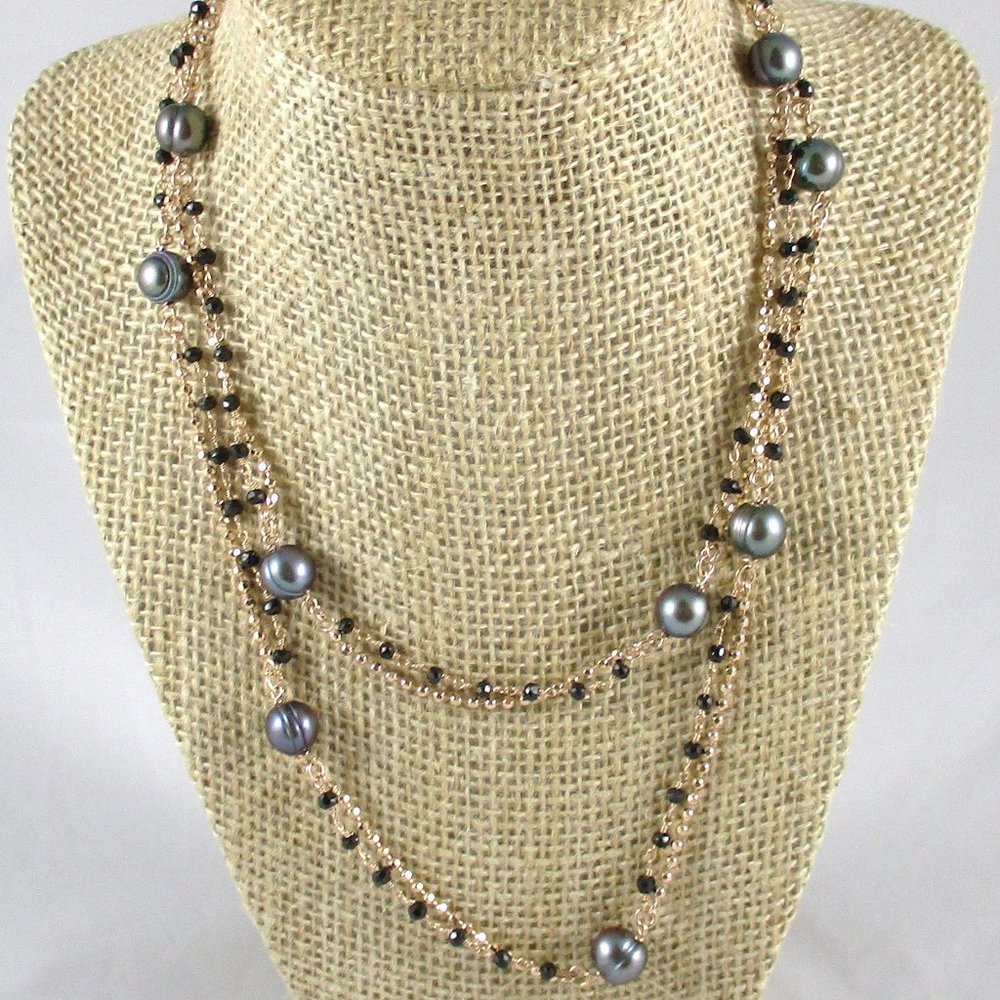 Honora Black Pearl & Black Spinel 36" Necklace - Picture 2 of 11